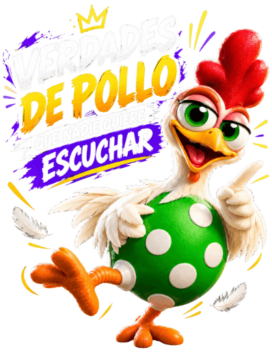 Ilustración de Verdades de Pollo: un pollo sonriente que señala